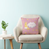 Cheesy Moon & Stars Aangepast Fluffy Cloud Roze Kussen (Stoel)