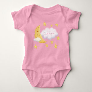 Cheesy Moon & Stars Aangepast Fluffy Cloud Roze Romper