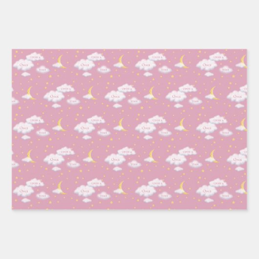 Cheesy Moon & Stars Fluffy Clouds Inpakpapier Vel (Voorkant 3)