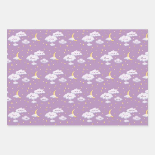 Cheesy Moon & Stars Fluffy Clouds Inpakpapier Vel (Voorkant 2)