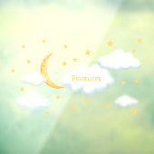 Cheesy Moon & Stars Persoonlijke Fluffy Cloud Kind Raamsticker (Vel 3)