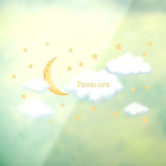 Cheesy Moon & Stars Persoonlijke Fluffy Cloud Kind Raamsticker (Vel 3)
