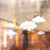 Cheesy Moon & Stars Persoonlijke Fluffy Cloud Kind Raamsticker (Vel 2)