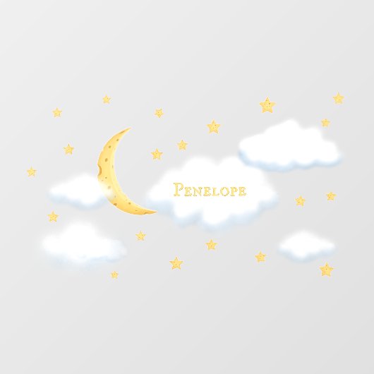 Cheesy Moon & Stars Persoonlijke Fluffy Cloud Kind Raamsticker (Vel)