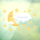 Cheesy Moon & Stars Persoonlijke Fluffy Cloud Kind Raamsticker (Vel 3)