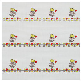 Cheesy Mousey Kisses Red Hearts Fabric Stof
