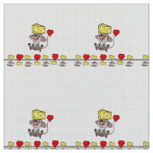 Cheesy Mousey Kisses Red Hearts Fabric Stof (Close Up)