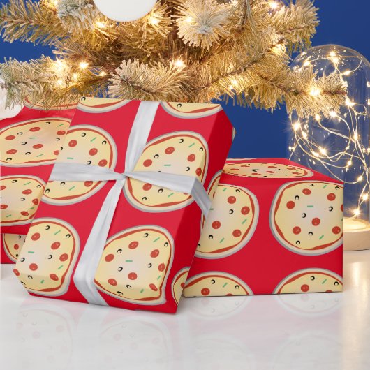 Cheesy Pizza Pepperoni Meat Pie Pattern Cadeaupapier (Feestdagen)