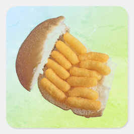 Cheesy Puff Leuke Stickers. Vierkante Sticker