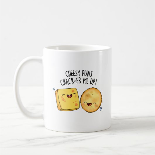 Cheesy Puns Crack-er Me Up Funny Cheese Pun Koffiemok (Links)