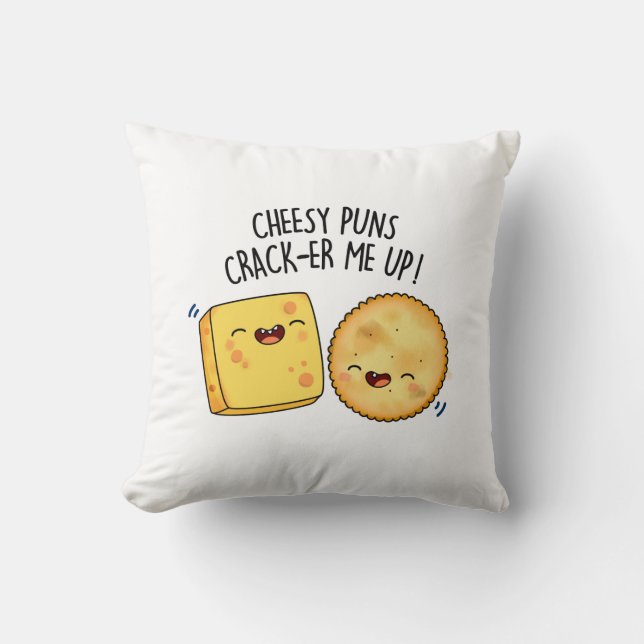 Cheesy Puns Crack-er Me Up Funny Cheese Pun Kussen (Voorkant)