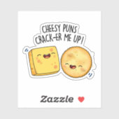Cheesy Puns Crack-er Me Up Funny Cheese Pun Sticker (Vel)