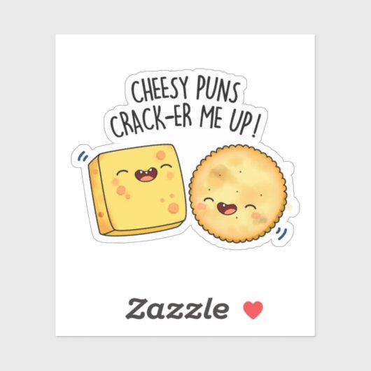 Cheesy Puns Crack-er Me Up Funny Cheese Pun Sticker (Vel)