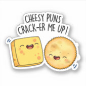 Cheesy Puns Crack-er Me Up Funny Cheese Pun Sticker (Voorkant)