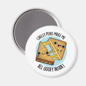 Cheesy Puns maakt me Gooey in Funny Food Pun Magneet (Voorkant / Achterkant)