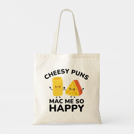 Cheesy Puns Mac Zo blij Tote Bag (Achterkant)