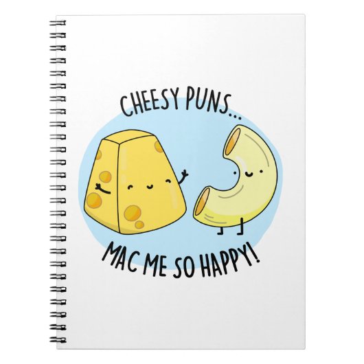 Cheesy Puns Mac Zo Happy Funny Food Pun Notitieboek (Voorkant)