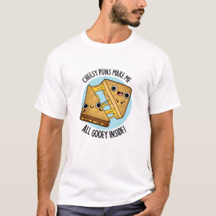 Cheesy puns maken me allemaal gooey in eten woords t-shirt