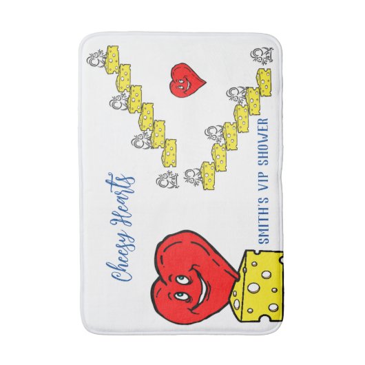 Cheesy Red Hearts Bathroom Bath Mat (Voorkant Verticaal)