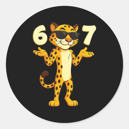 Cheetah 67 Meme Funny Kids Teens Gen Alpha Slang 6 Ronde Sticker (Voorkant)