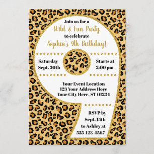 Cheetah 9th Birthday Uitnodiging   Safari Partij