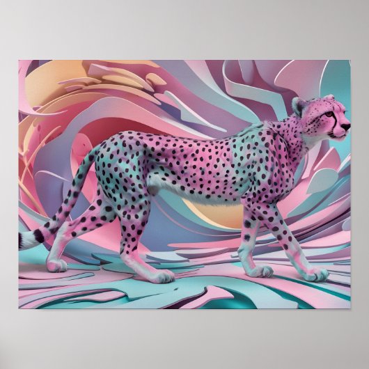 Cheetah Abstract behang in pastelkleur Poster (Voorkant)