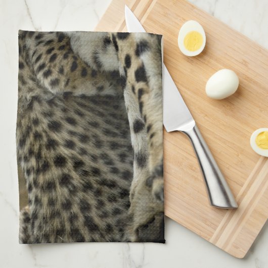 Cheetah, Acinonyx jubatus, met cub in de Masai 2 Theedoek (Quarter Fold)