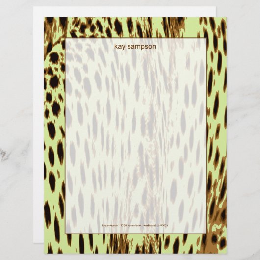 Cheetah-afdruk, achtergrond van selderij custom briefhoofd (Voorkant / Achterkant)