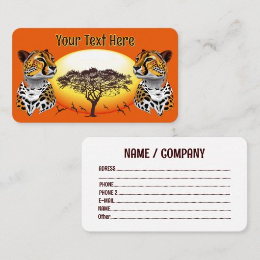 Cheetah Afrikaanse Feline Wild Animal Square Busin Visitekaartje (Voorkant / Achterkant)