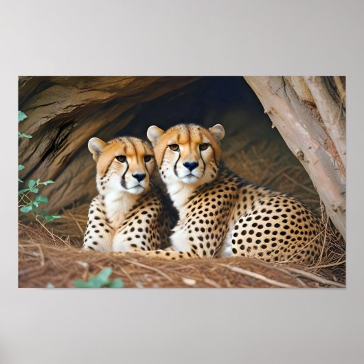 Cheetah Animal Natuur Wildlife Affection Caring Poster (Voorkant)