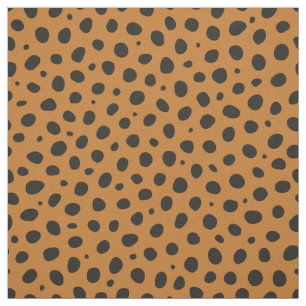 Cheetah Animal Pattern Zwart Sinaasappel Polka Dot Stof