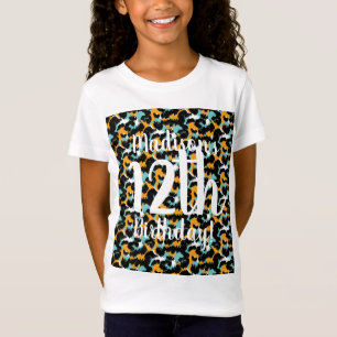 Cheetah Animal Print Birthday Shirten voor meisjes T-shirt