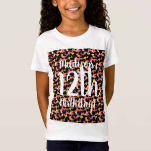 Cheetah Animal Print Birthday Shirten voor meisjes T-shirt