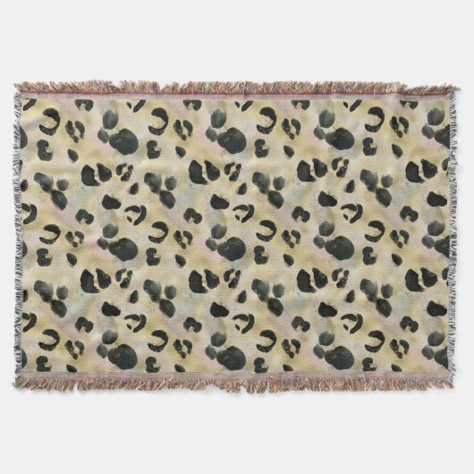 Cheetah Animal Print Black, Gold Deken (Voorkant)