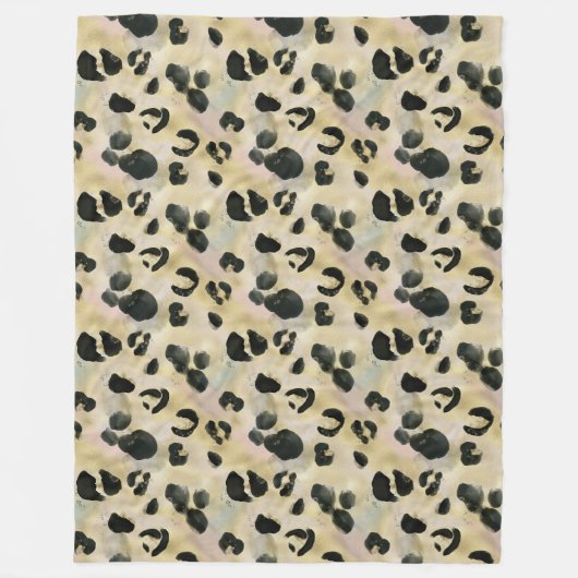 Cheetah Animal Print Black, Gold Fleece Deken (Voorkant)