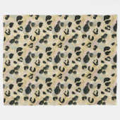 Cheetah Animal Print Black, Gold Fleece Deken (Voorkant (Horizontaal))