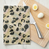 Cheetah Animal Print Black, Gold Theedoek (Quarter Fold)