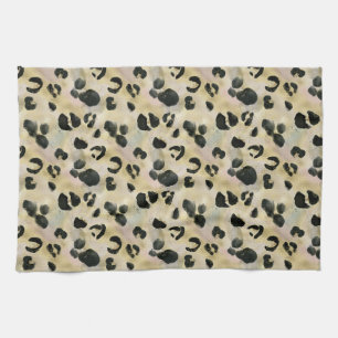 Cheetah Animal Print Black, Gold Theedoek