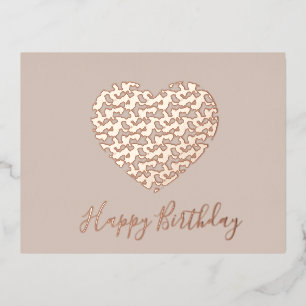 Cheetah Animal Print Heart Happy Birthday Blush Folie Feestdagen Briefkaart