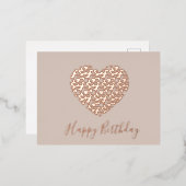 Cheetah Animal Print Heart Happy Birthday Blush Folie Feestdagen Briefkaart (Voorkant / Achterkant)