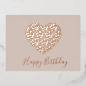 Cheetah Animal Print Heart Happy Birthday Blush Folie Feestdagen Briefkaart (Voorkant)