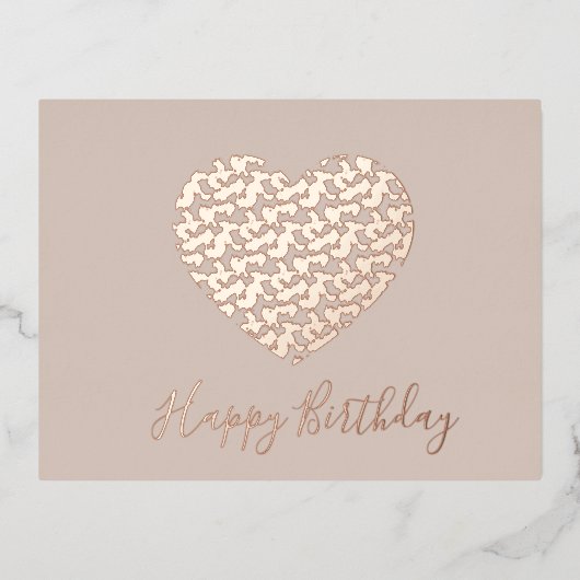 Cheetah Animal Print Heart Happy Birthday Blush Folie Feestdagen Briefkaart (Voorkant)