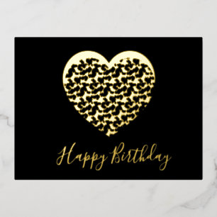 Cheetah Animal Print Heart Happy Birthday Folie Feestdagen Briefkaart