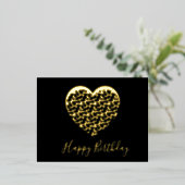 Cheetah Animal Print Heart Happy Birthday Folie Feestdagen Briefkaart (Staand Voorkant)