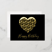 Cheetah Animal Print Heart Happy Birthday Folie Feestdagen Briefkaart (Voorkant / Achterkant)