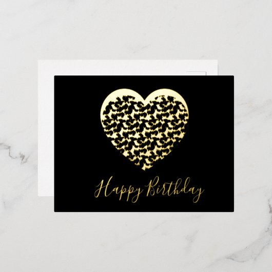 Cheetah Animal Print Heart Happy Birthday Folie Feestdagen Briefkaart (Voorkant / Achterkant)