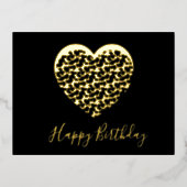 Cheetah Animal Print Heart Happy Birthday Folie Feestdagen Briefkaart (Voorkant)