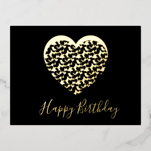 Cheetah Animal Print Heart Happy Birthday Folie Feestdagen Briefkaart (Voorkant)