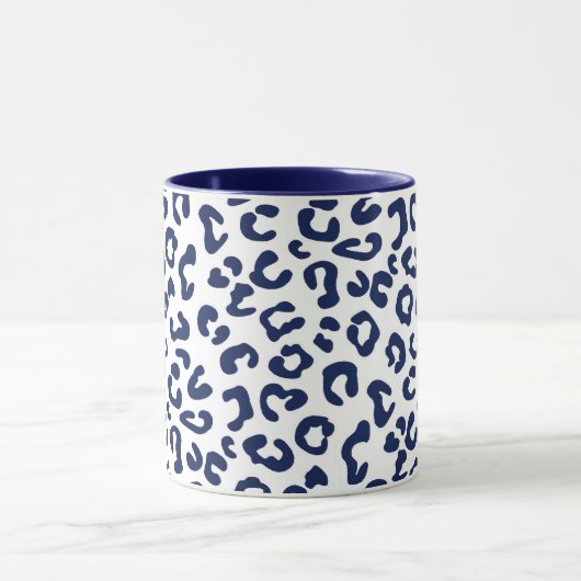 Cheetah Animal Print in Navy Blue en White Mok (Midden)