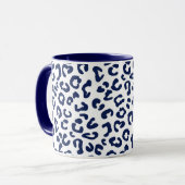 Cheetah Animal Print in Navy Blue en White Mok (Voorkant links)